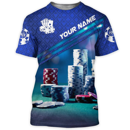 Frenzidea Personalized 3D Blue Poker Shirt