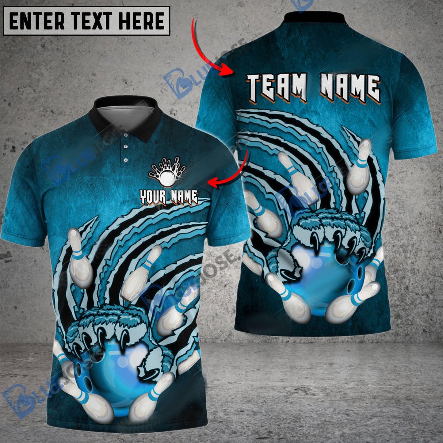 frenzidea Bowling And Pins Claws Of Fury Customized Name 3D Shirt (4 Colors)
