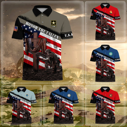 Frenzidea Premium U.S Multiple Service Veteran Polo Shirt