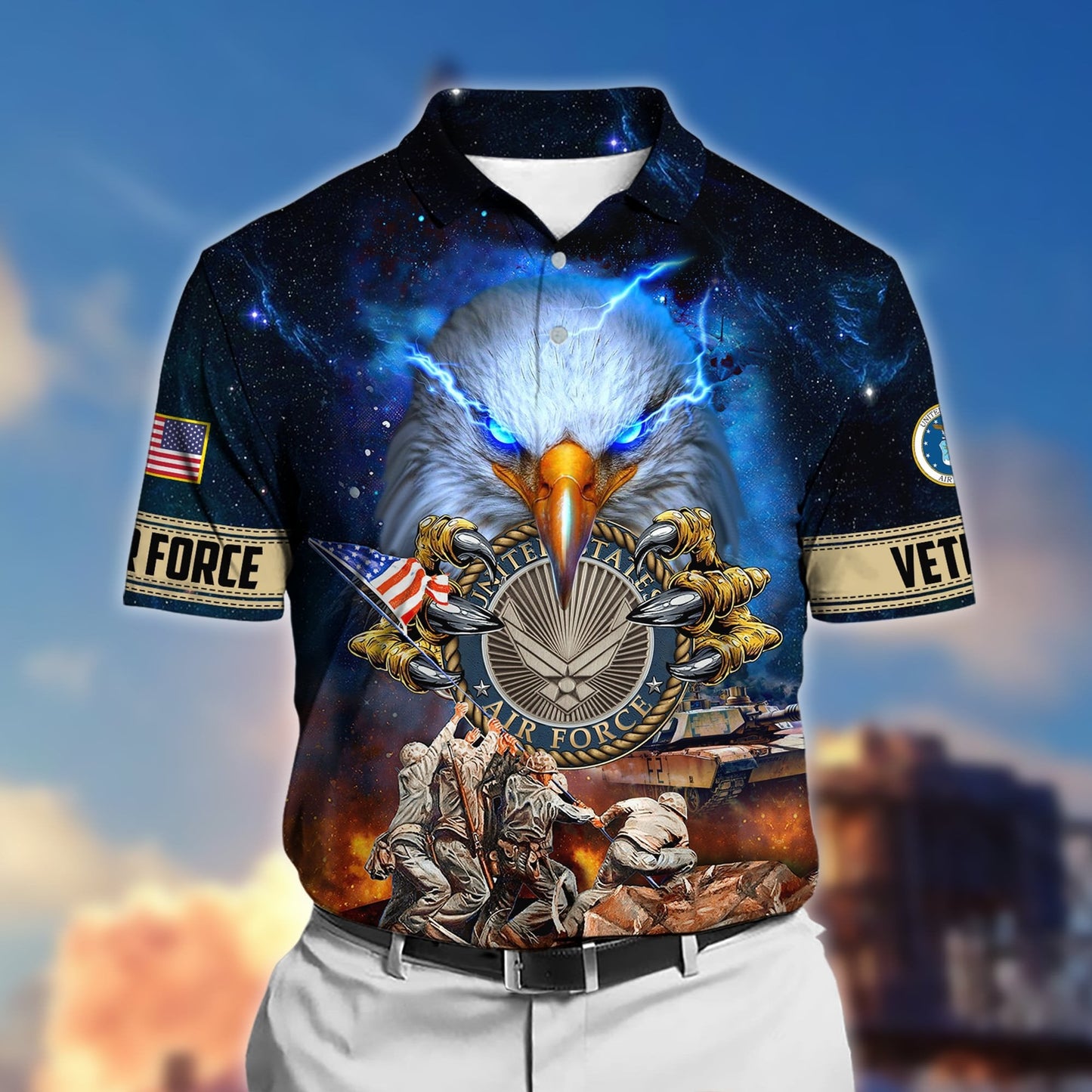 Frenzidea Premium Honor The Fallen US Veteran Polo Shirt