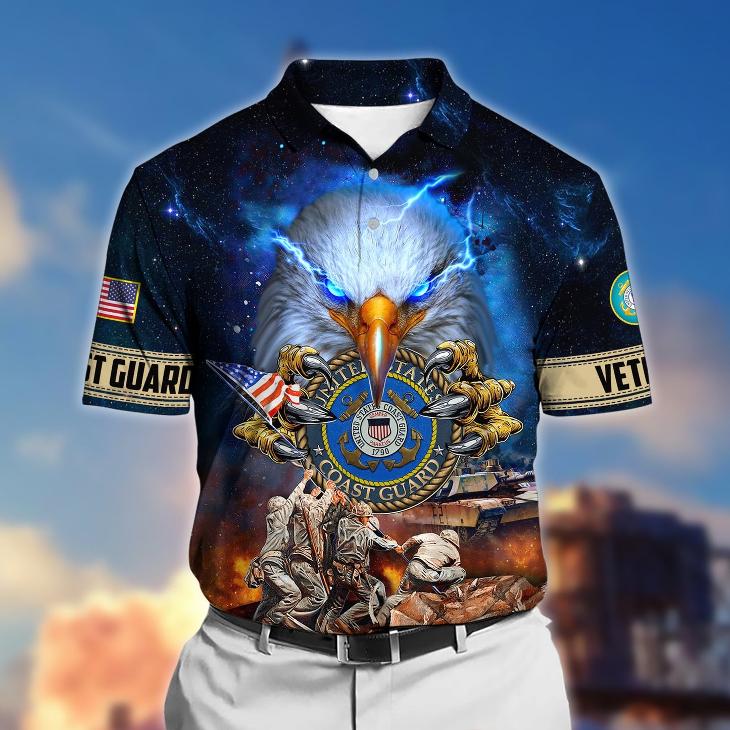 Frenzidea Premium Honor The Fallen US Veteran Polo Shirt