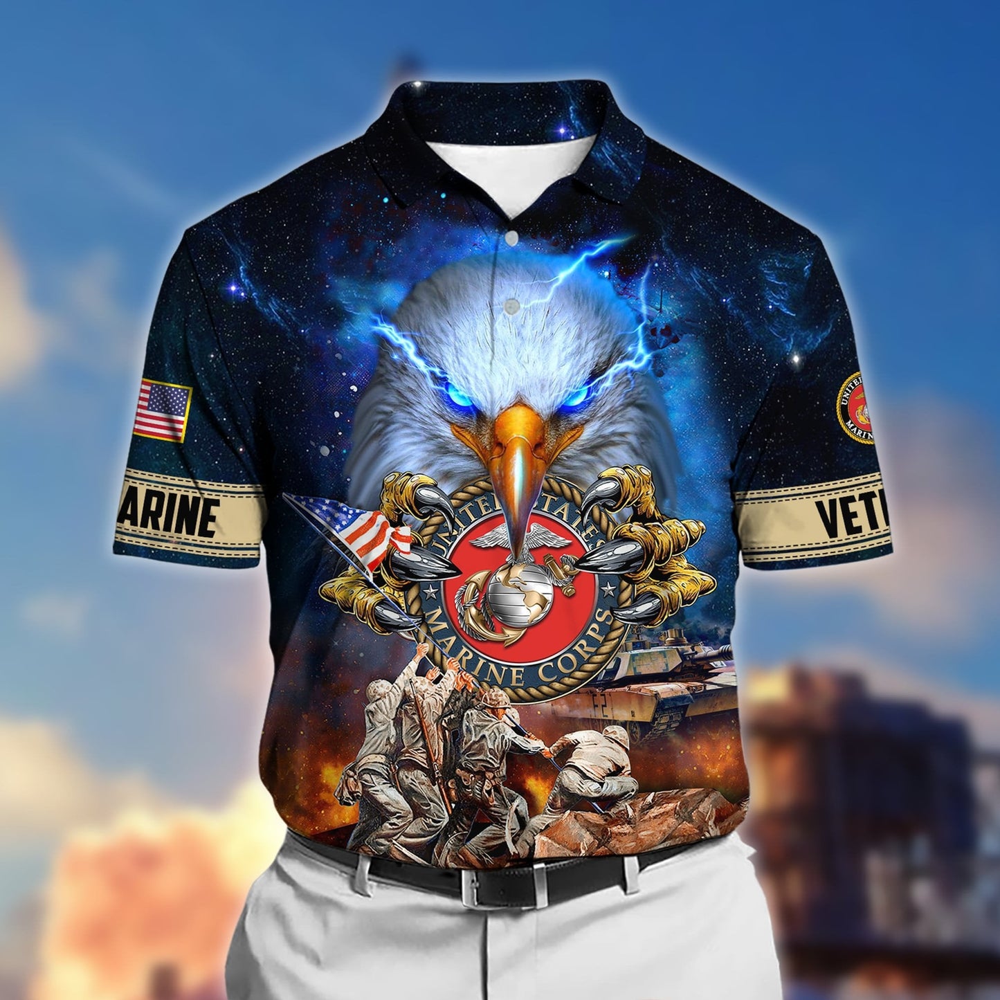 Frenzidea Premium Honor The Fallen US Veteran Polo Shirt