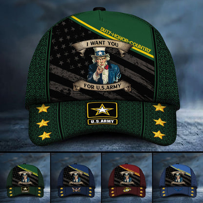 BlueJose Premium Multiple US Military Services Veteran 3D Cap PVC281201