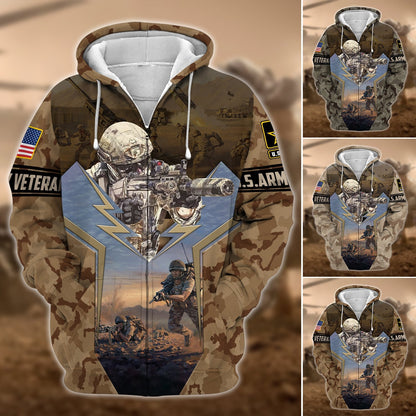 Frenzidea Unique U.S. Army Veteran Zip Hoodie