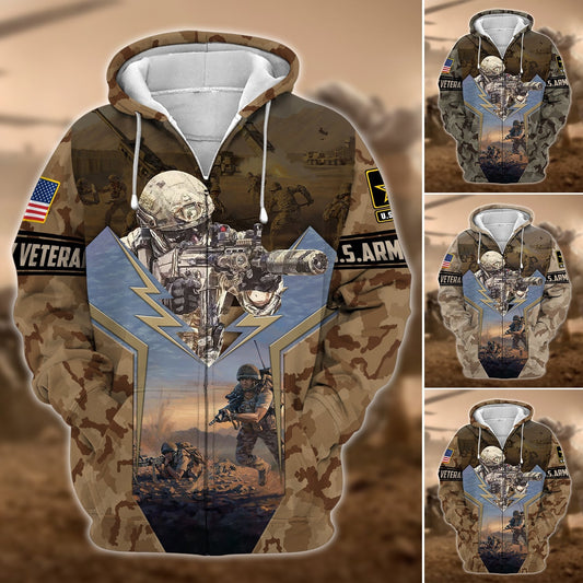 Frenzidea Unique U.S. Army Veteran Zip Hoodie