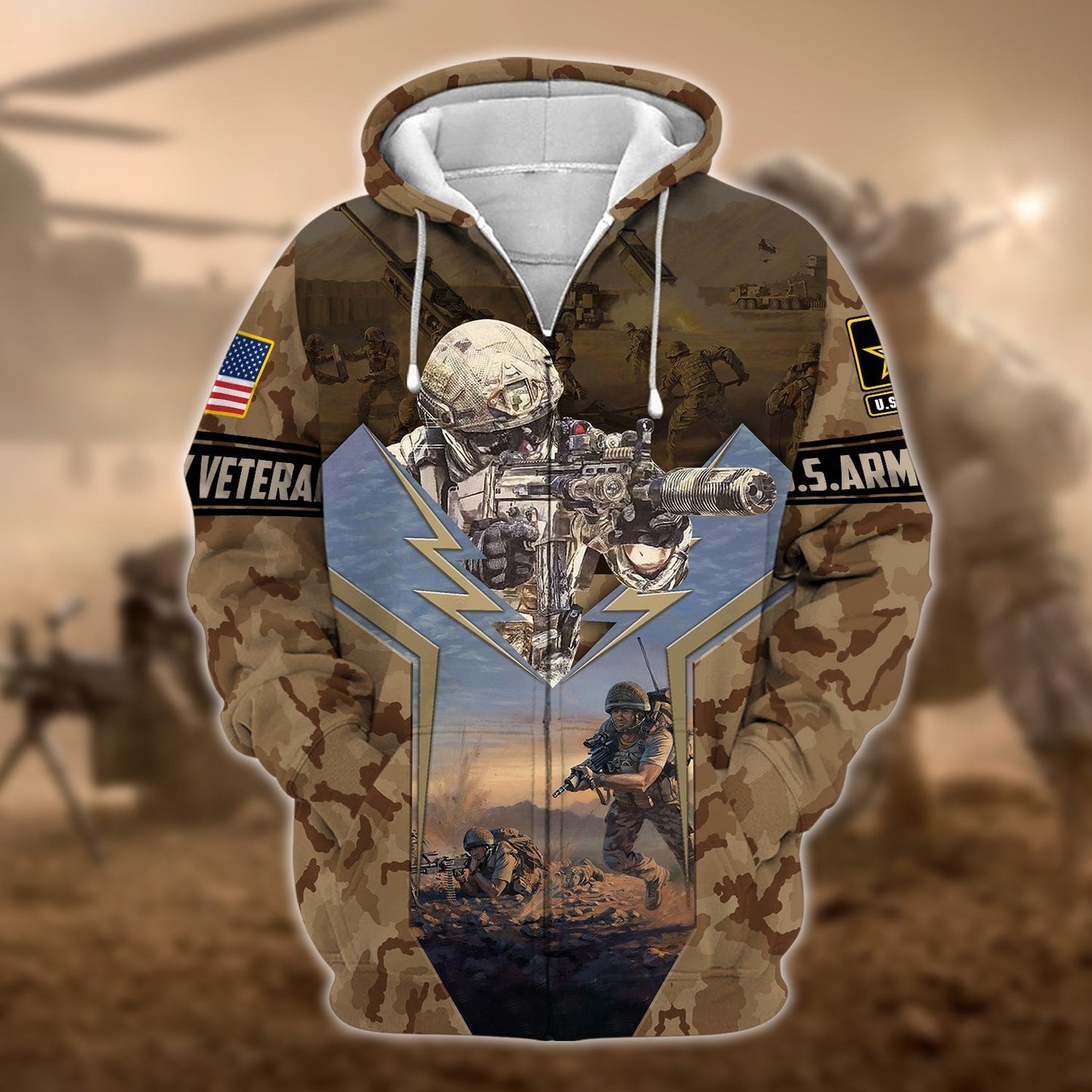 Frenzidea Unique U.S. Army Veteran Zip Hoodie