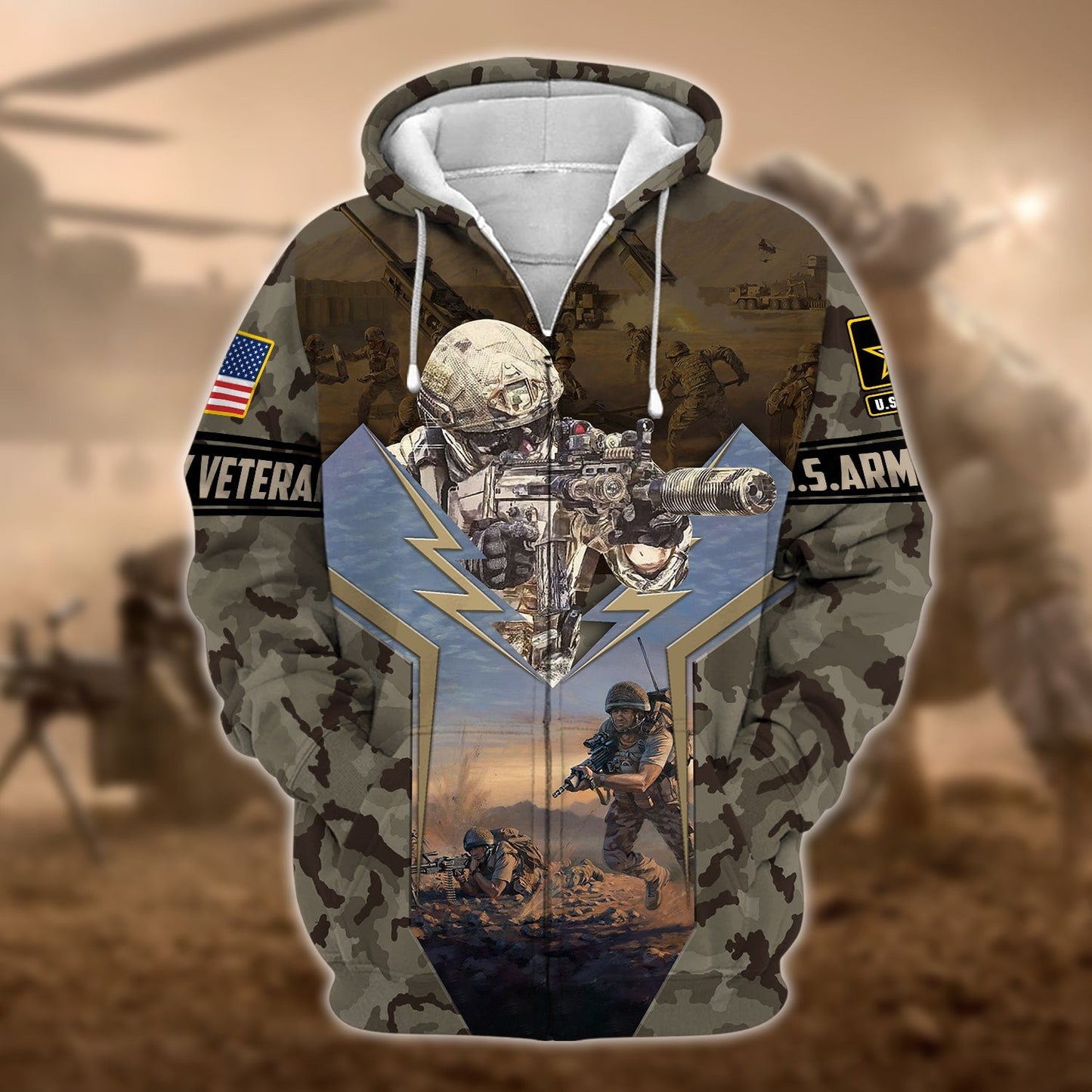 Frenzidea Unique U.S. Army Veteran Zip Hoodie