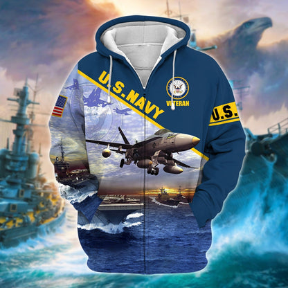 Frenzidea Unique U.S. Navy Veteran Zip Hoodie