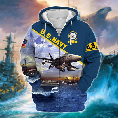 Frenzidea Unique U.S. Navy Veteran Zip Hoodie