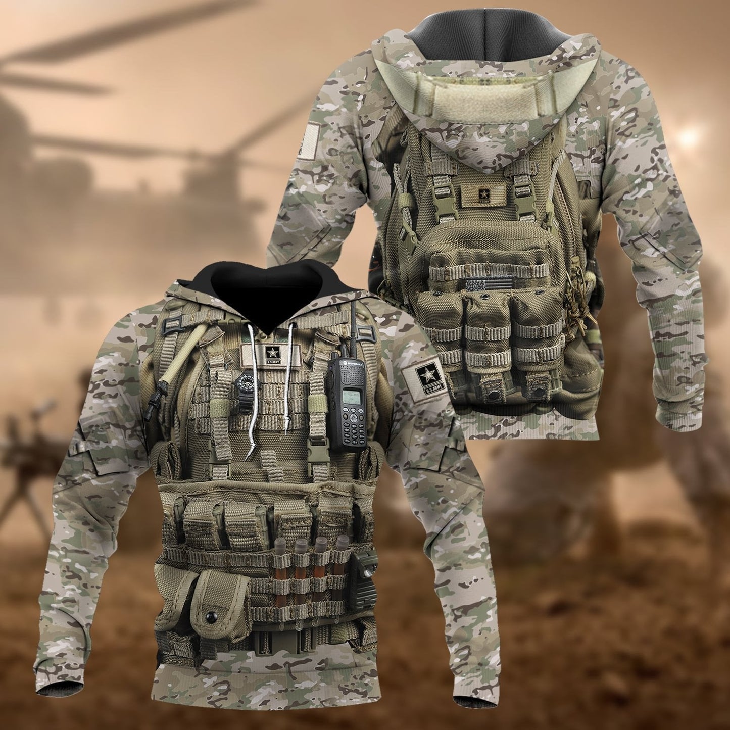 Frenzidea Unique Multiple Service Veteran Hoodie