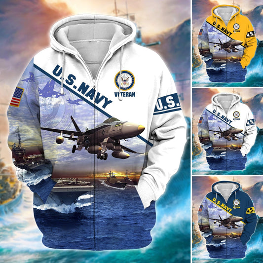 Frenzidea Unique U.S. Navy Veteran Zip Hoodie