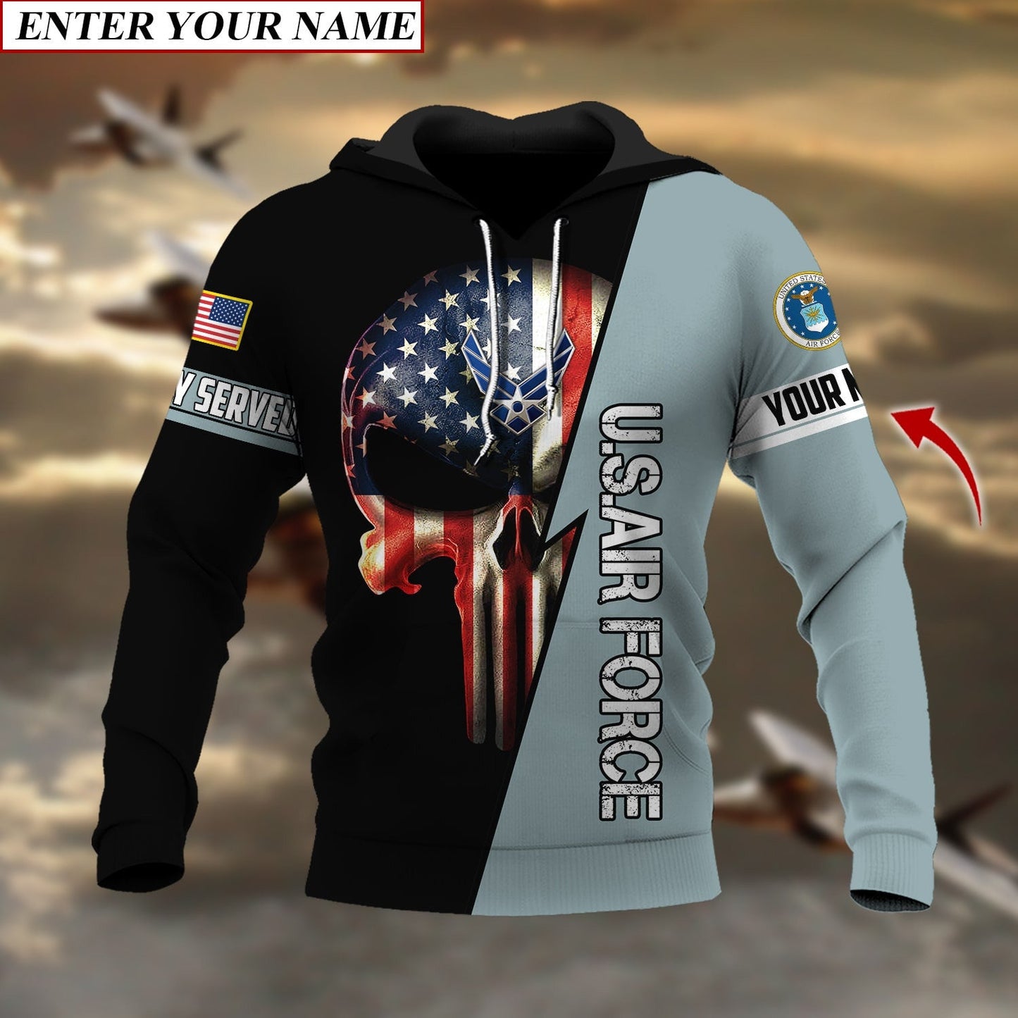 Frenzidea Personalised Premium The Punisher Veteran Hoodie