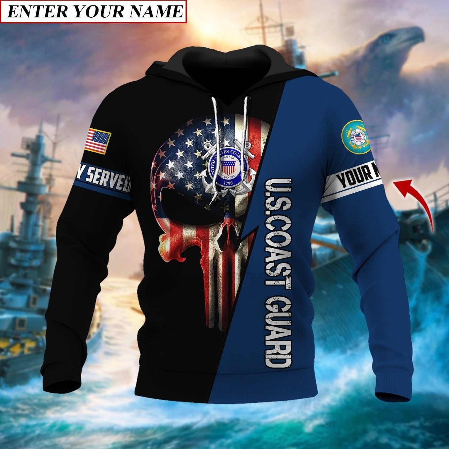 Frenzidea Personalised Premium The Punisher Veteran Hoodie