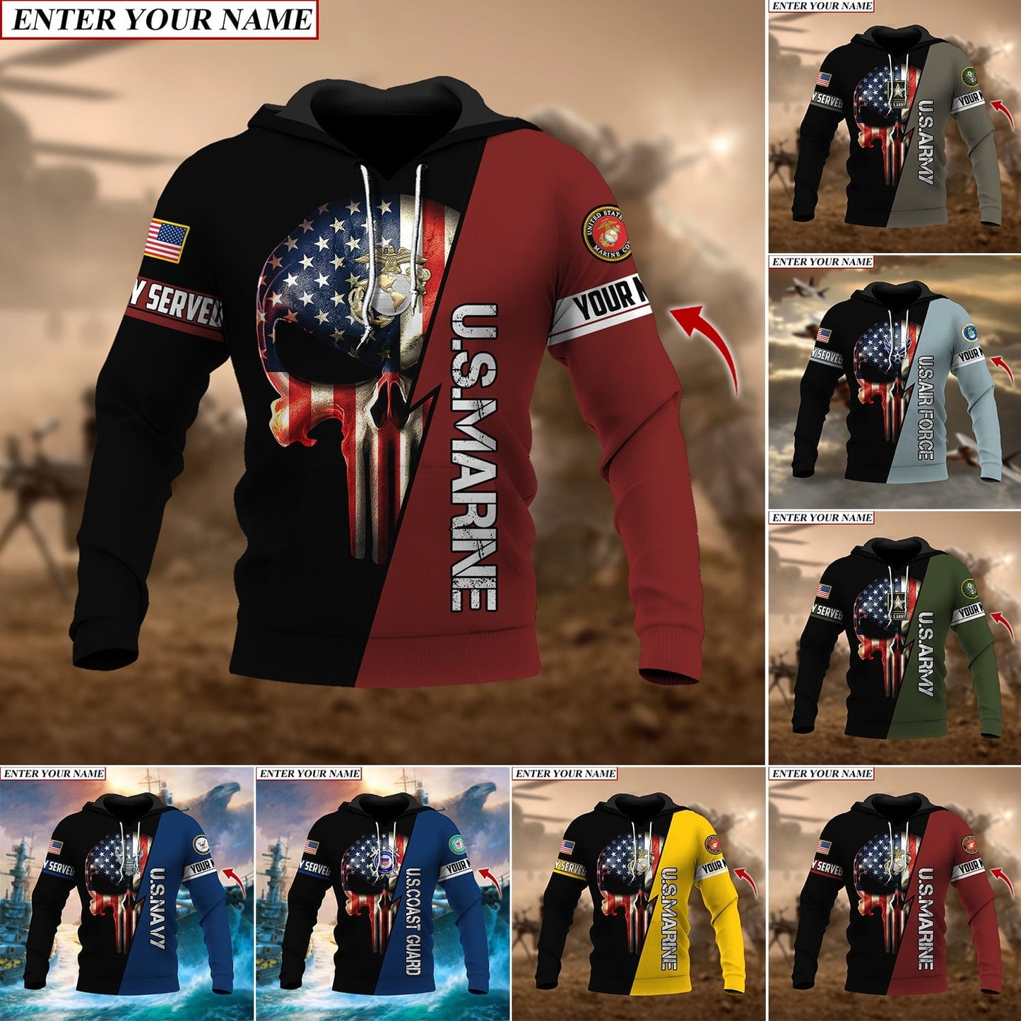 Frenzidea Personalised Premium The Punisher Veteran Hoodie