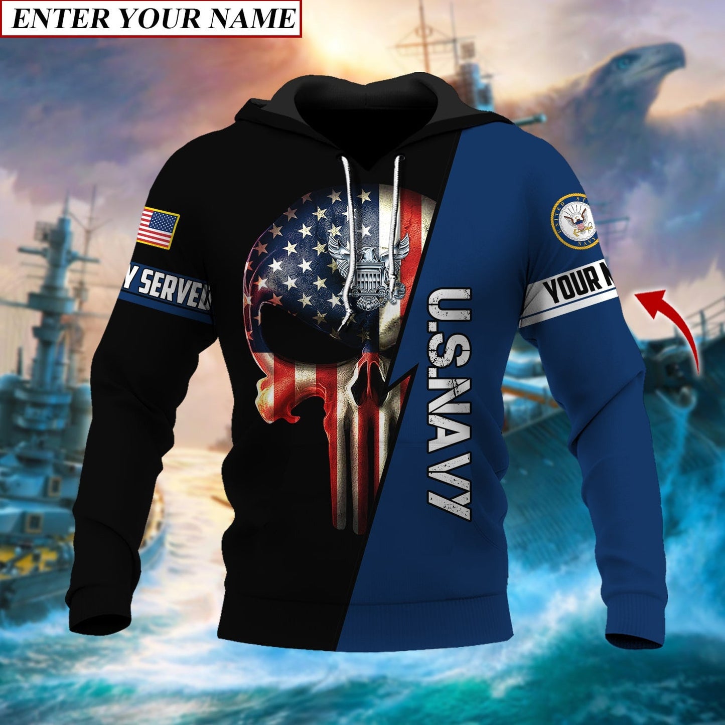 Frenzidea Personalised Premium The Punisher Veteran Hoodie