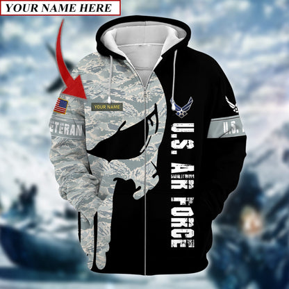 Frenzidea Premium Multiple US Military Services Veteran Personalize Zip Hoodie