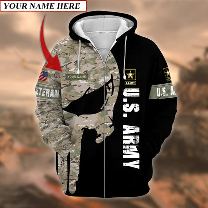 Frenzidea Premium Multiple US Military Services Veteran Personalize Zip Hoodie