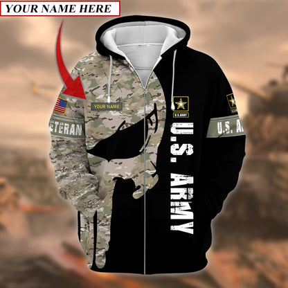 Frenzidea Premium Multiple US Military Services Veteran Personalize Zip Hoodie