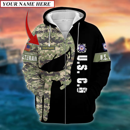 Frenzidea Premium Multiple US Military Services Veteran Personalize Zip Hoodie