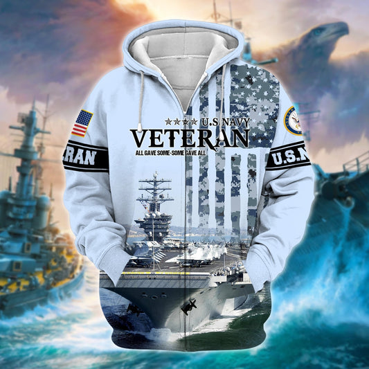 Frenzidea Unique U.S. Navy Veteran Zip Hoodie