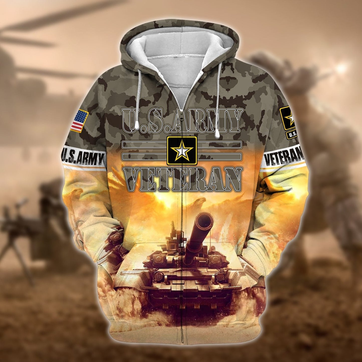 Frenzidea Premium U.S. Army Veteran Zip Hoodie