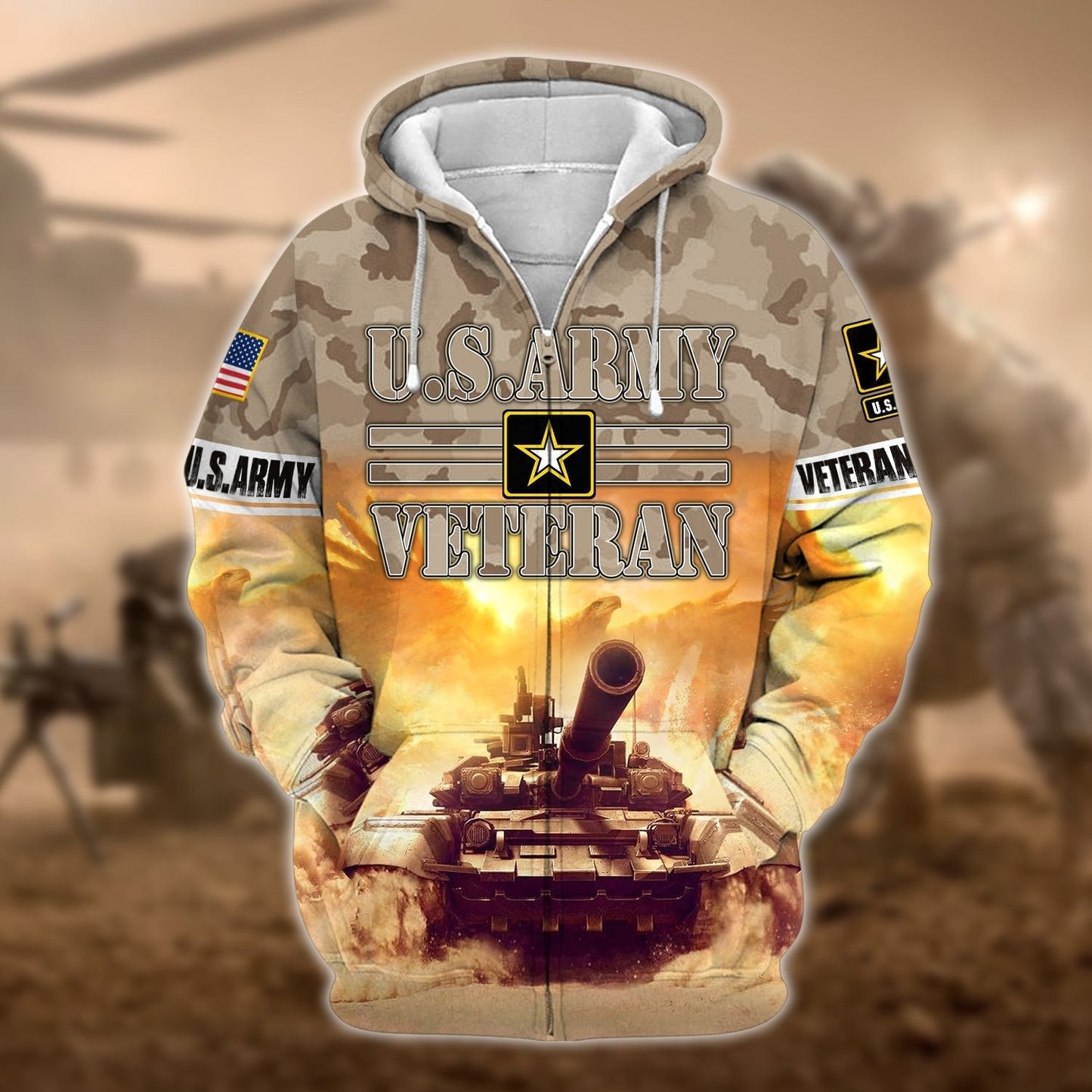 Frenzidea Premium U.S. Army Veteran Zip Hoodie
