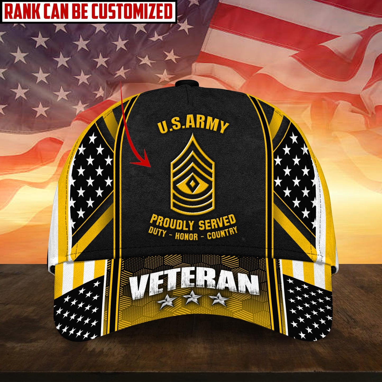 BlueJose Premium Personalised Multiple US Military Services Veteran 3D Cap PVC120202