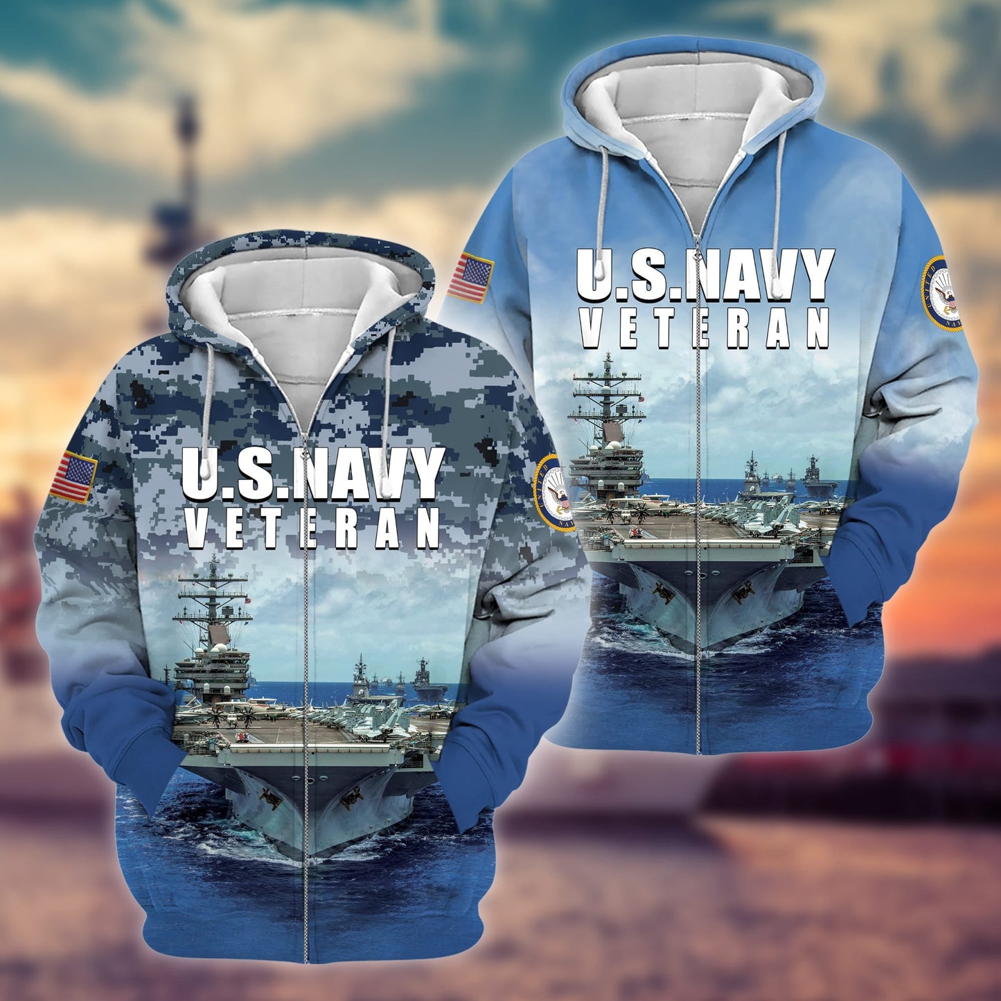 Frenzidea Premium U.S. Navy Veteran Zip Hoodie