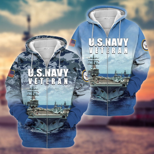 Frenzidea Premium U.S. Navy Veteran Zip Hoodie