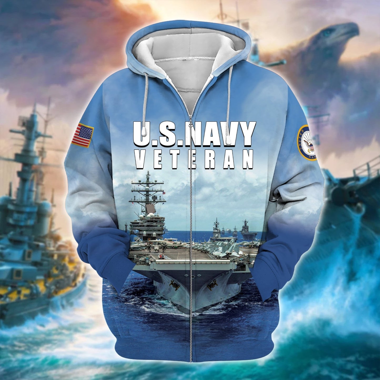 Frenzidea Premium U.S. Navy Veteran Zip Hoodie
