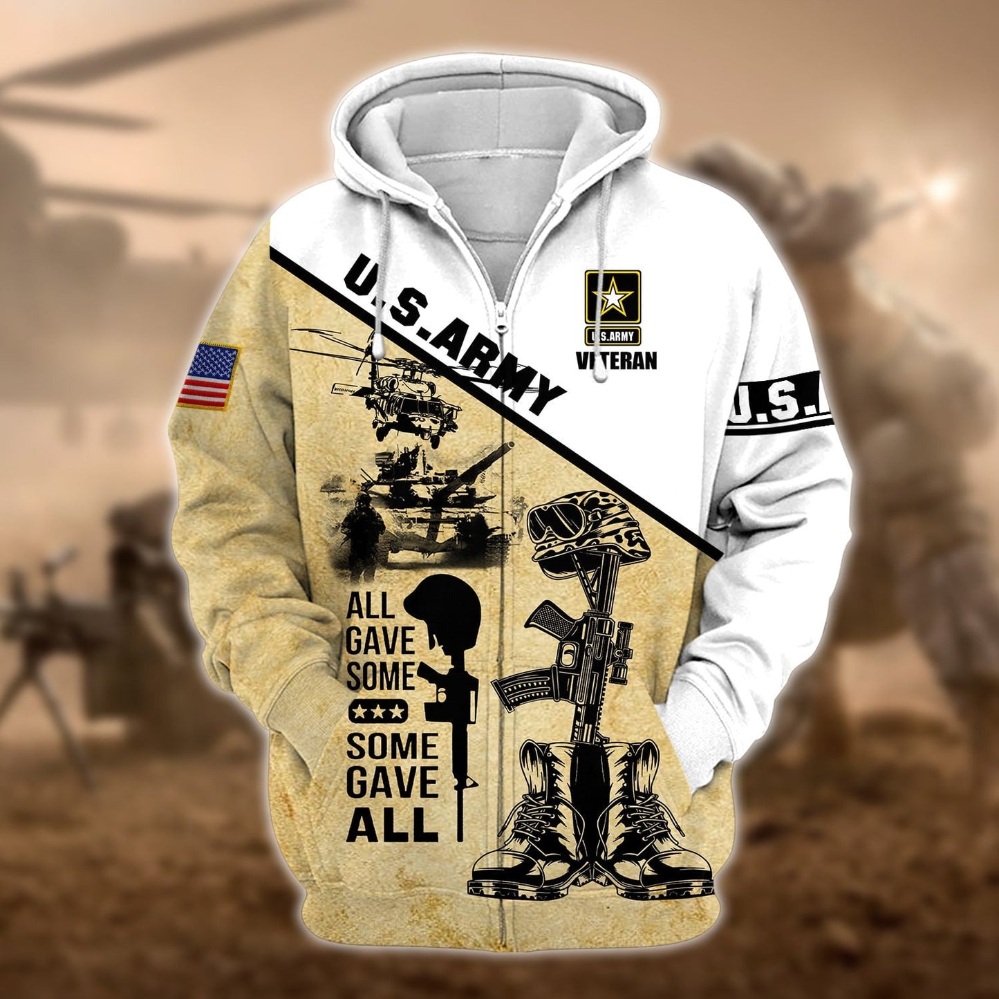 Frenzidea Unique U.S.Army Veteran Zip Hoodie