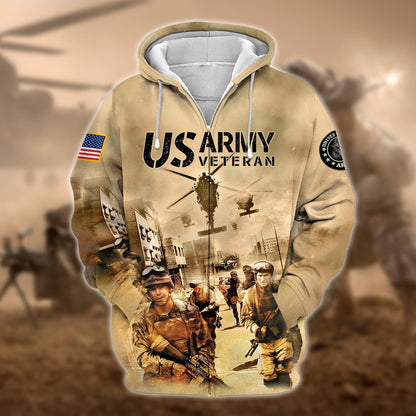 Frenzidea Premium U.S Multiple Service Veteran Zip Hoodie