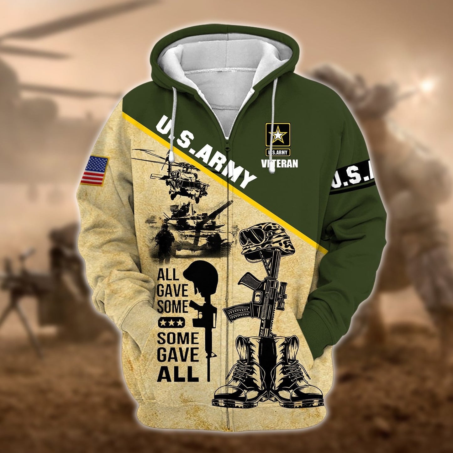 Frenzidea Unique U.S.Army Veteran Zip Hoodie