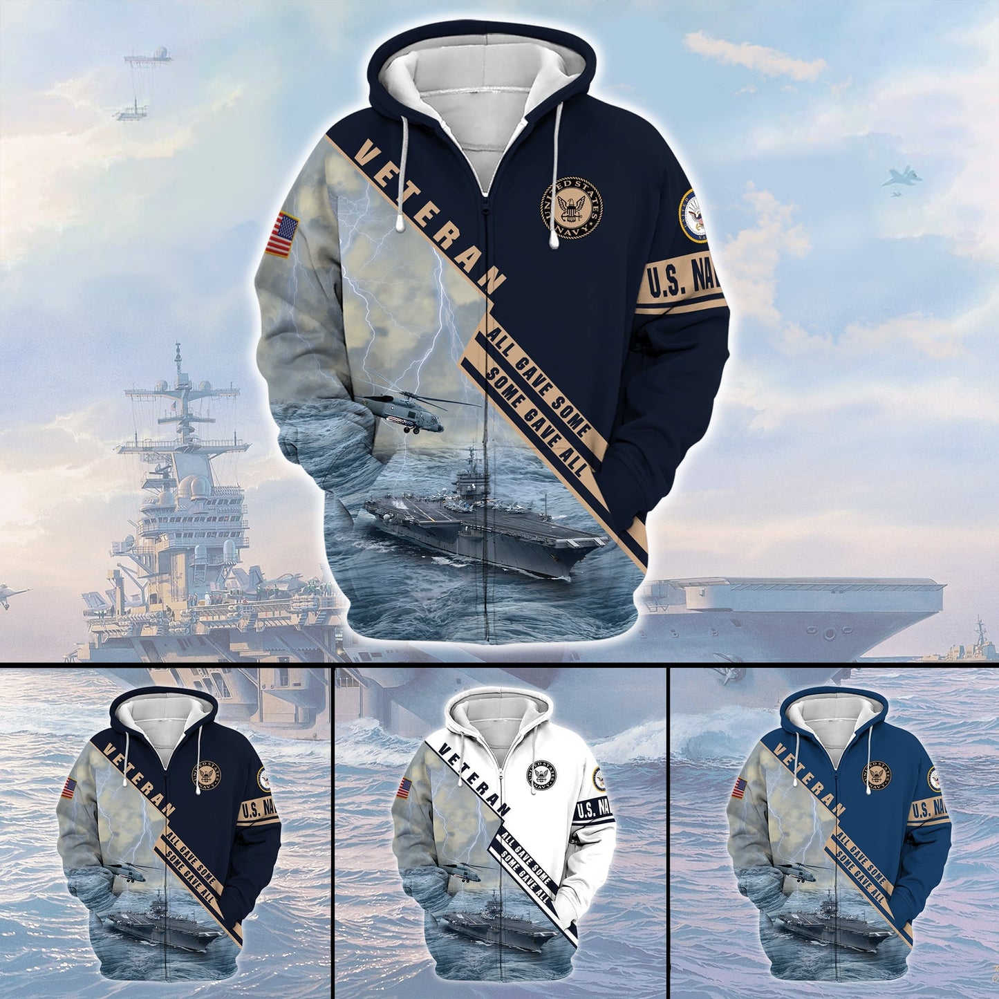 Frenzidea Premium U.S. Navy Veteran Zip Hoodie
