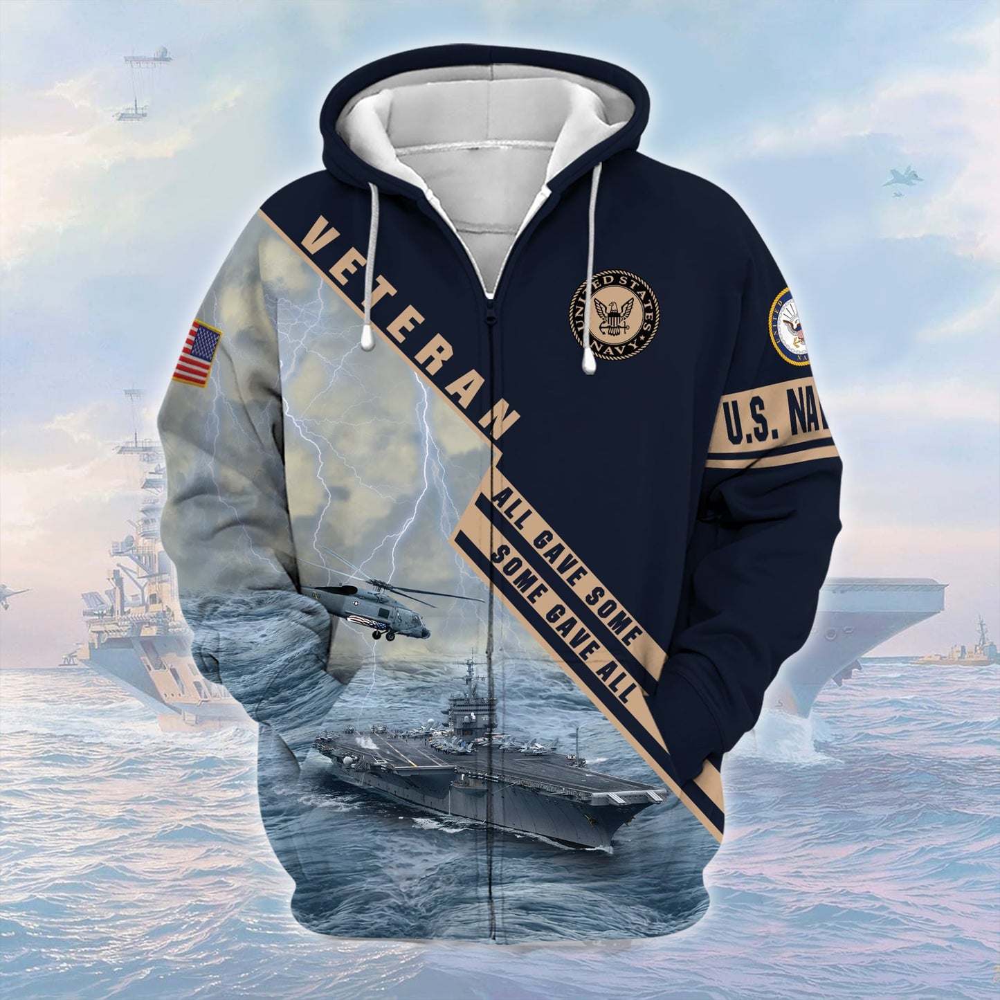 Frenzidea Premium U.S. Navy Veteran Zip Hoodie