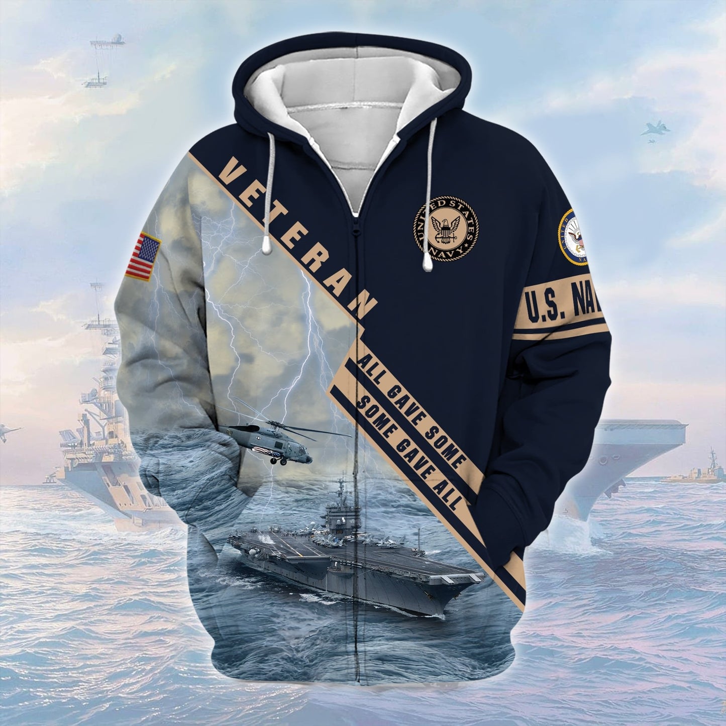 Frenzidea Premium U.S. Navy Veteran Zip Hoodie
