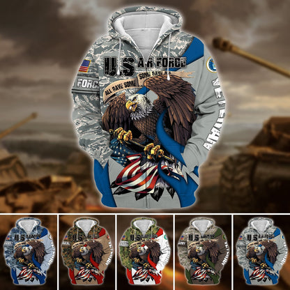Frenzidea Premium U.S Multiple Service Veteran Zip Hoodie