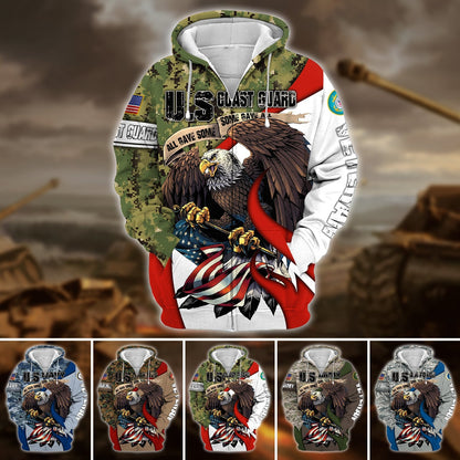 Frenzidea Premium U.S Multiple Service Veteran Zip Hoodie