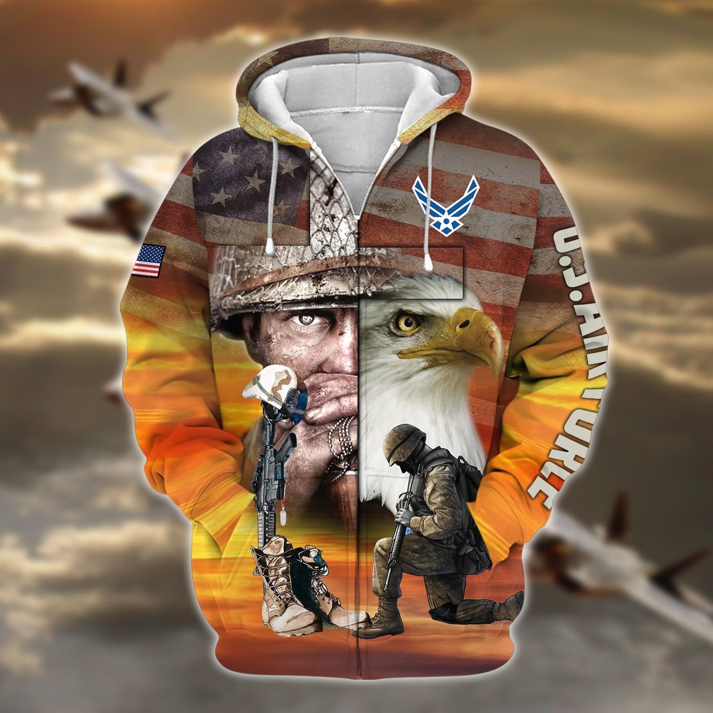 Frenzidea Proud U.S.Veteran Zip Hoodie
