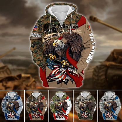 Frenzidea Premium U.S Multiple Service Veteran Zip Hoodie