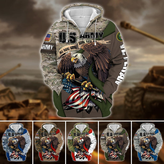 Frenzidea Premium U.S Multiple Service Veteran Zip Hoodie