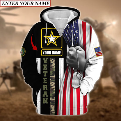 Frenzidea Personalised Premium Multiple U.S Services Veteran Zip Hoodie