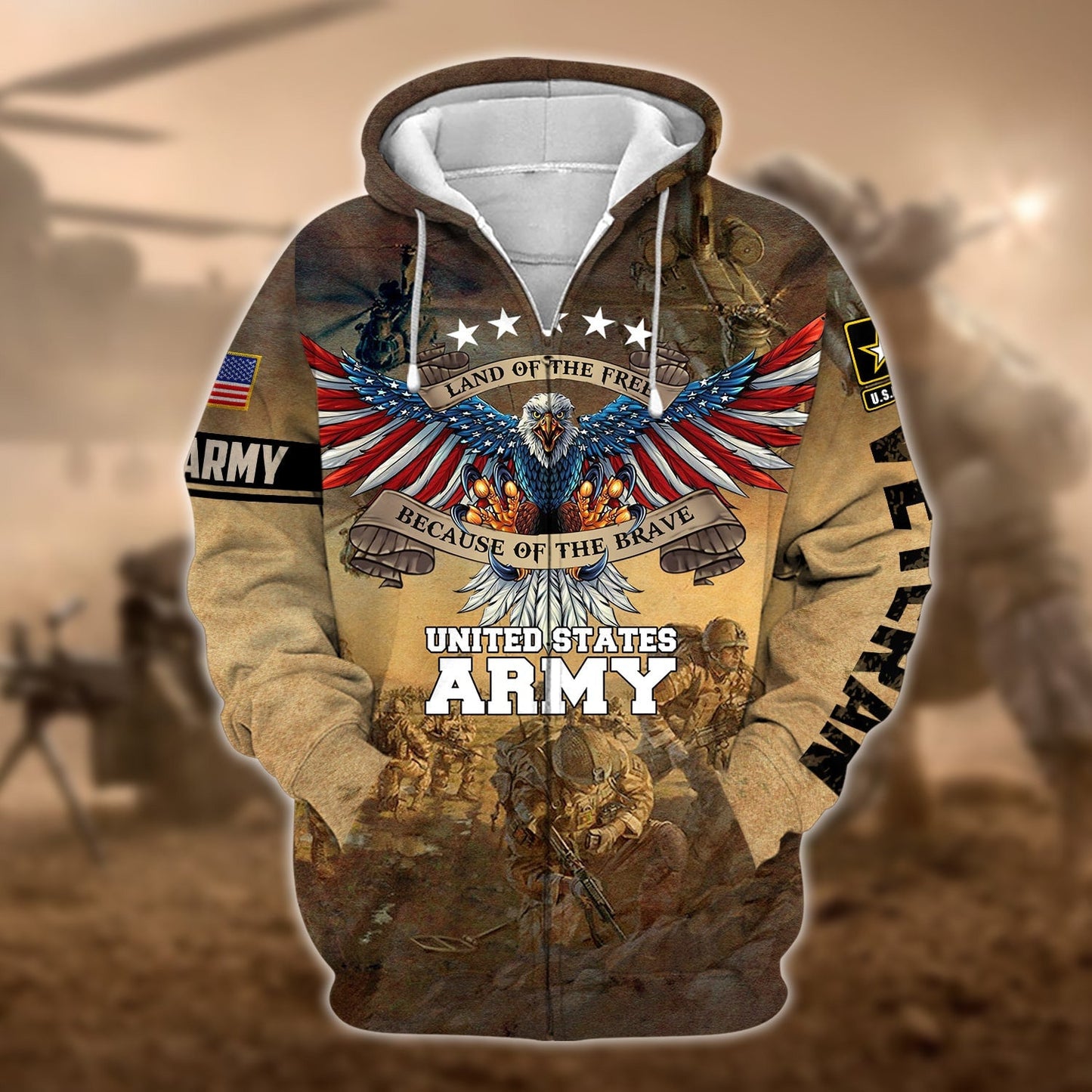Frenzidea Unique U.S. Army Veteran Zip Hoodie