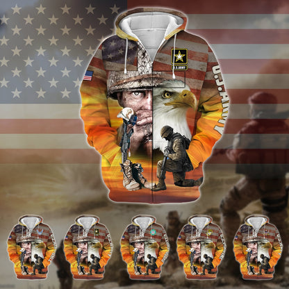 Frenzidea Proud U.S.Veteran Zip Hoodie