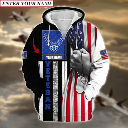 Frenzidea Personalised Premium Multiple U.S Services Veteran Zip Hoodie