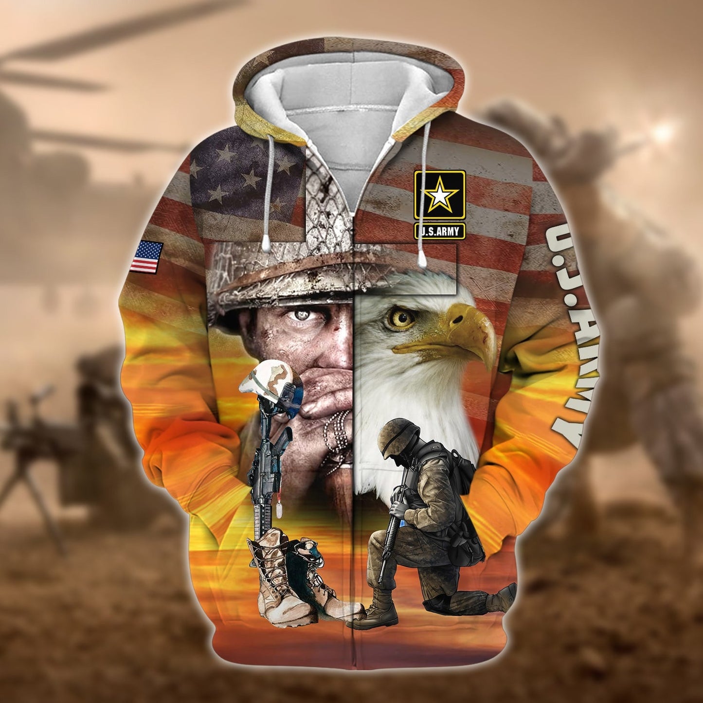 Frenzidea Proud U.S.Veteran Zip Hoodie