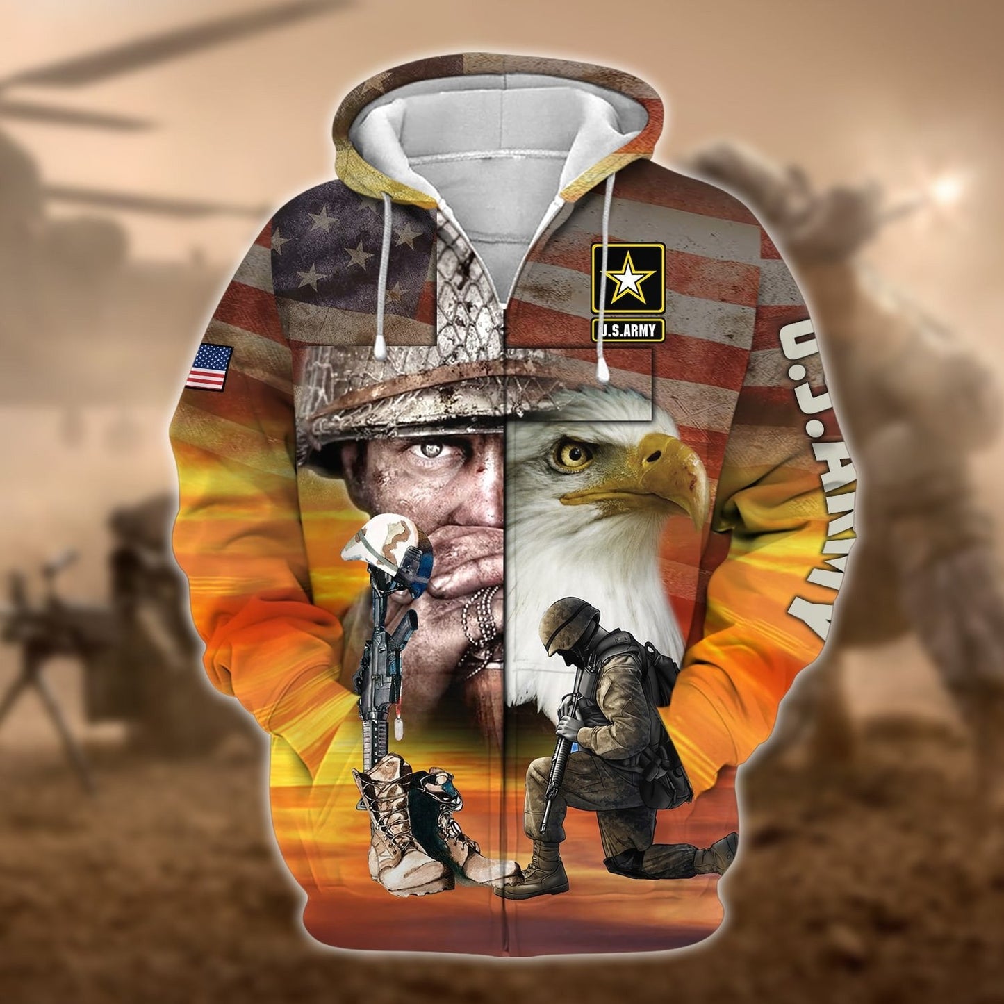 Frenzidea Proud U.S.Veteran Zip Hoodie