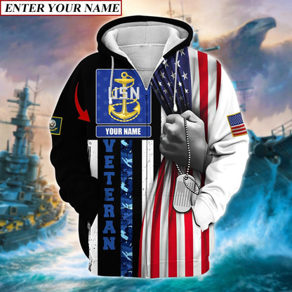 Frenzidea Personalised Premium Multiple U.S Services Veteran Zip Hoodie