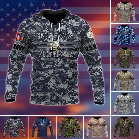 Frenzidea Premium U.S Multiple Service Veteran Hoodie