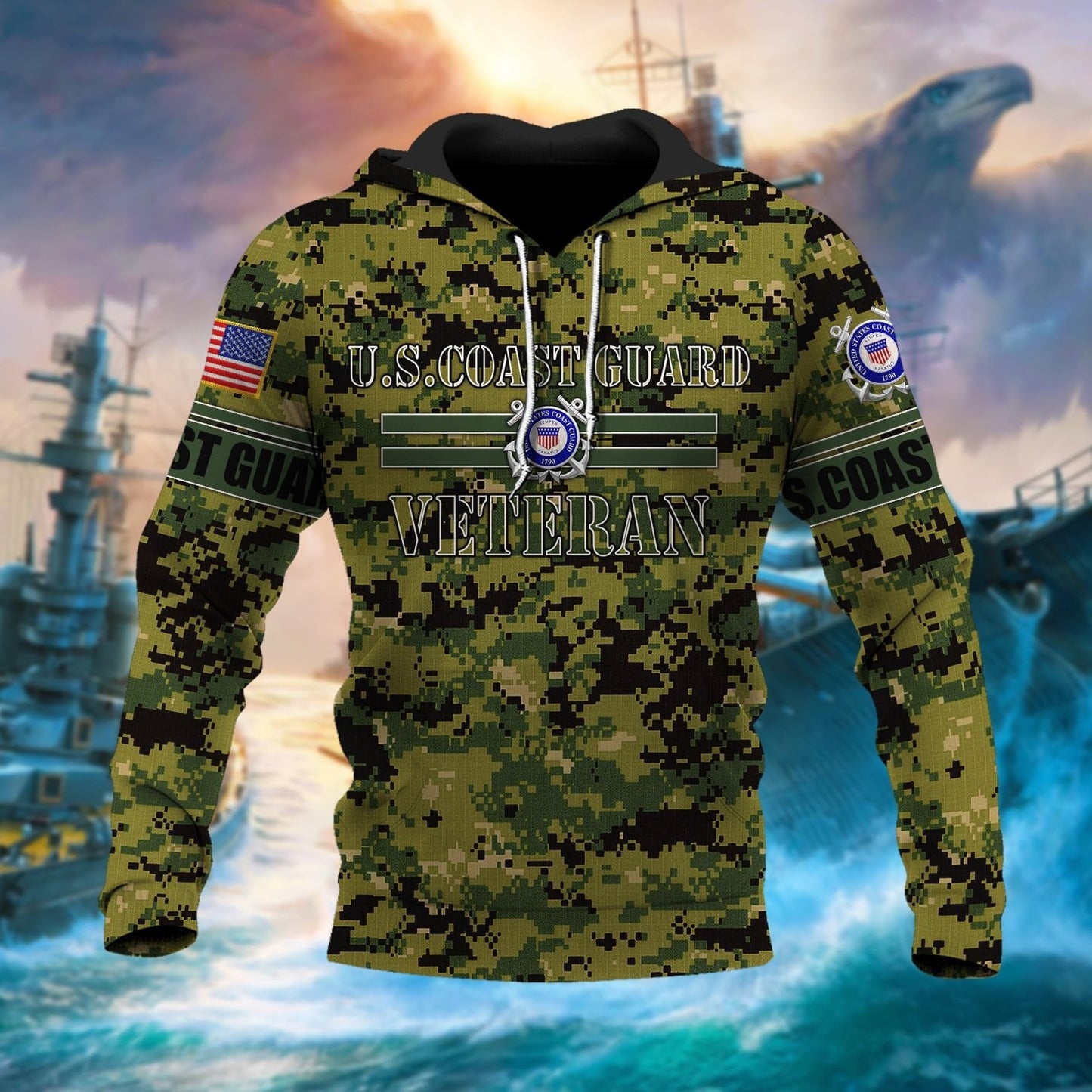 Frenzidea Premium U.S Multiple Service Veteran Hoodie